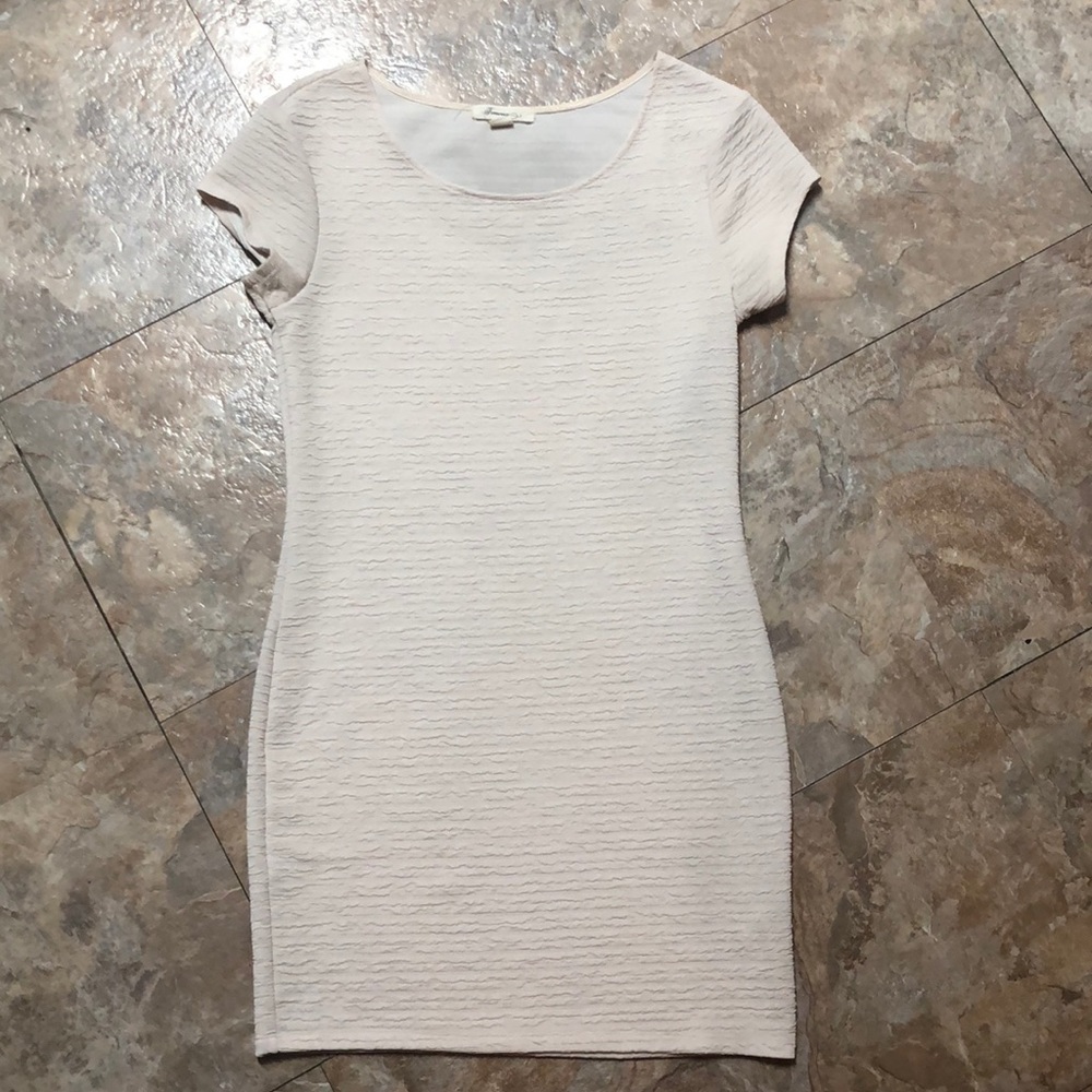 Forever 21 cream textured short sleeve mini dress